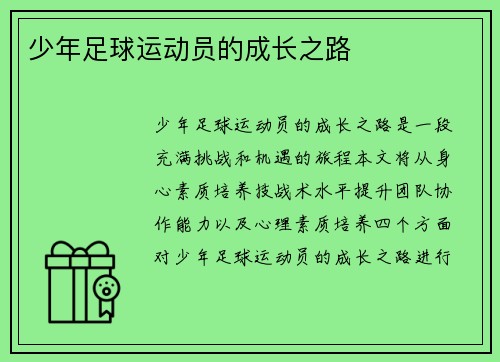 少年足球运动员的成长之路